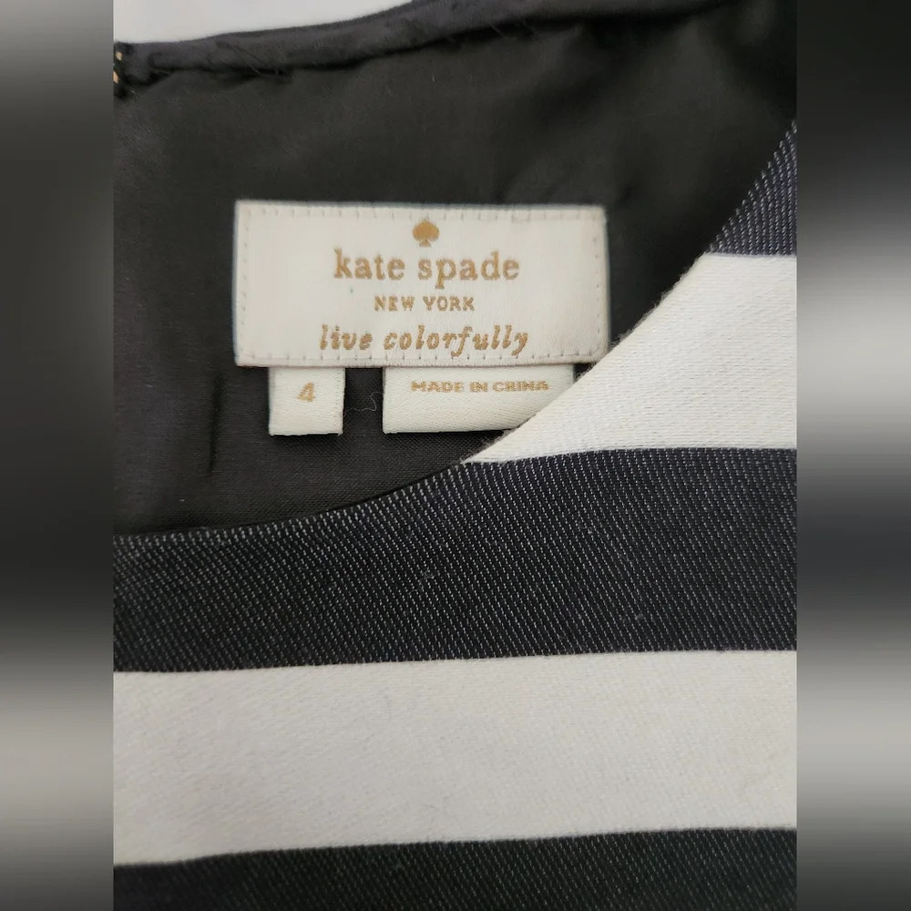 Kate Spade Live Colorfully striped top blouse gold zipper back short sleeve - Picture 7 of 8